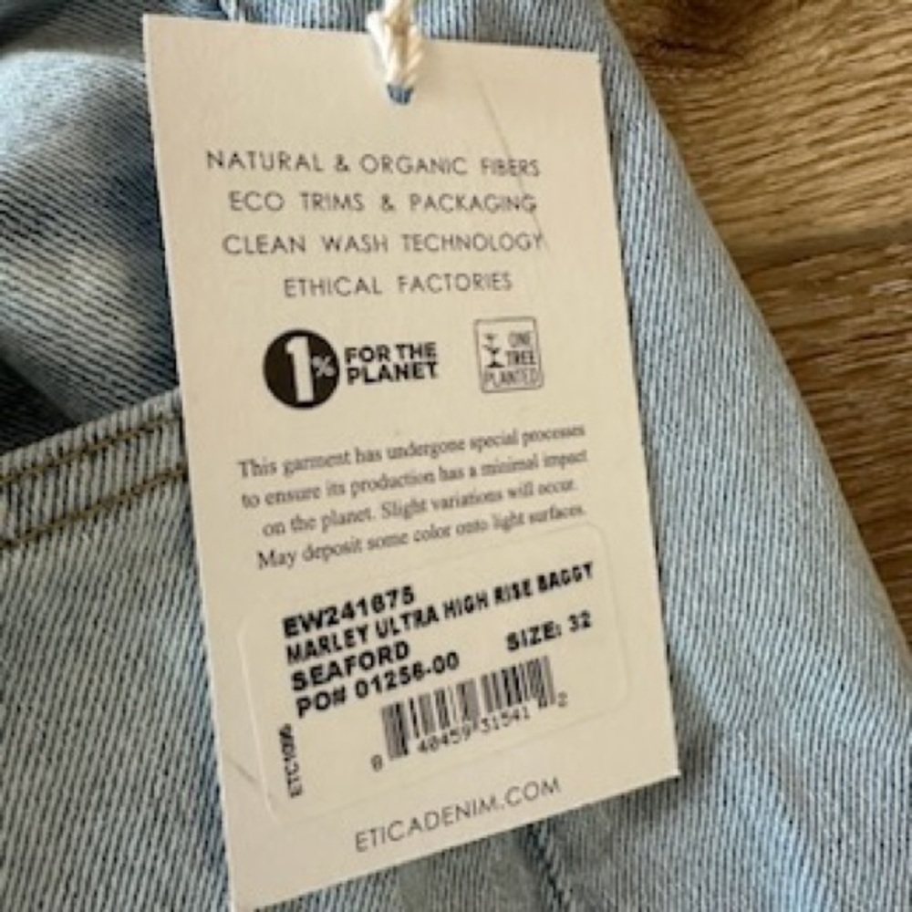 Etica Ethically Made Marley Ultra High Rise Baggy Jeans in Seaford Sz 32 NWT - Picture 7 of 11